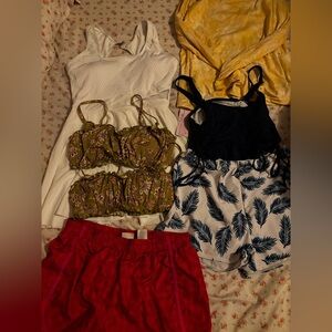 bundle of 6 women’s small swimsuits, bikinis, shorts, rash-guards